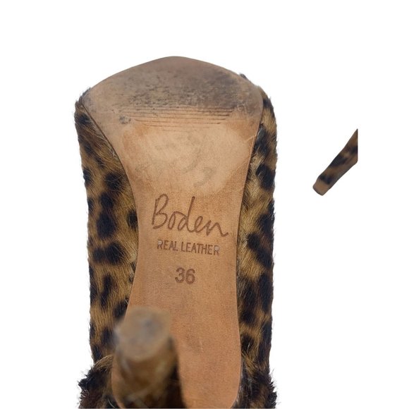 Boden Size 36 (US Size 5.5) Leather & Calf Hair Leopard Print Pumps - Picture 10 of 12